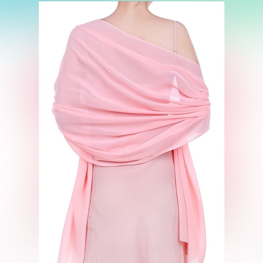 NEW Shawl Chiffon Bridal Evening Soft Wrap Scarf PINK 28x68”